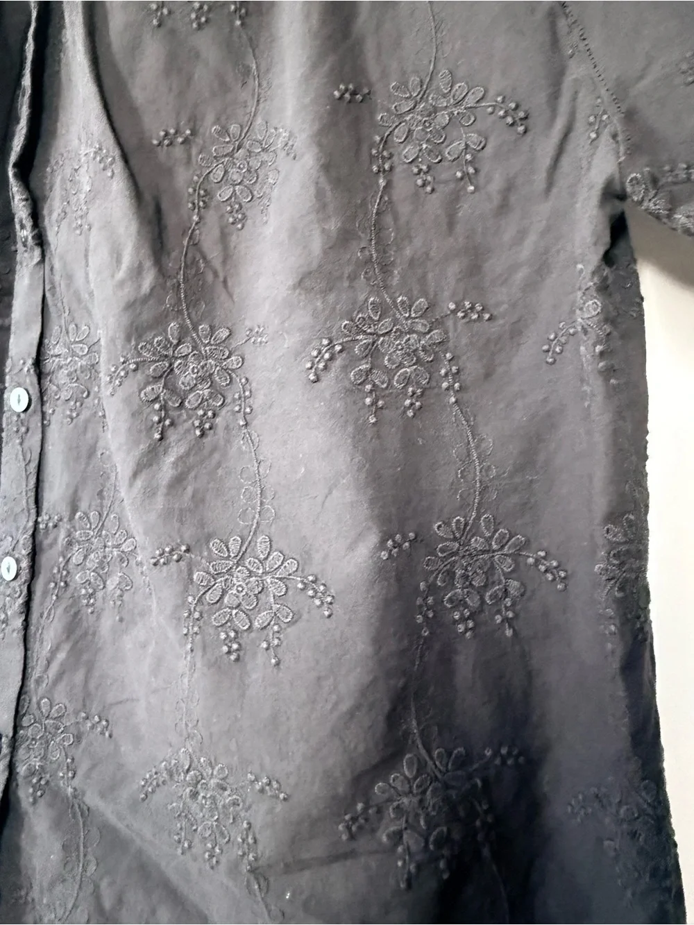 Calypso St. Barth Black Embroidered Button-Front Top - Picture 2 of 4